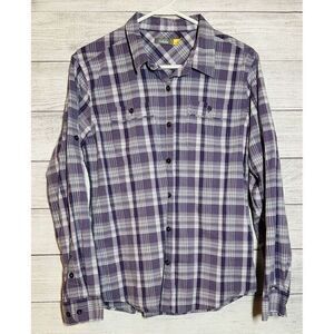 Cabelas Womens Purple Long Sleeve Button-Down Multicolor Plaid Shirt Size Medium